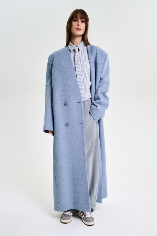 Пальто без лацканов LIGHT BLUE Пальто без лацканов LIGHT BLUE